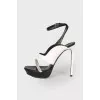 Black and white chain sandals