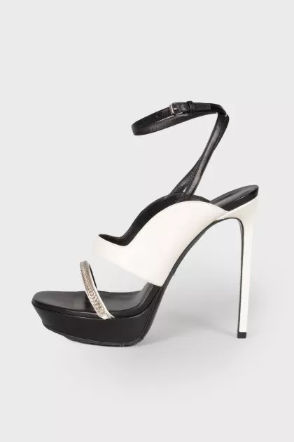 Black and white chain sandals
