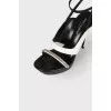 Black and white chain sandals