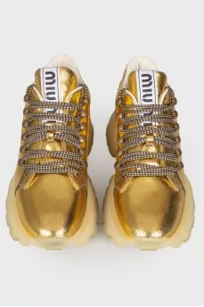 Золотистые кроссовки Crackle Metal