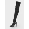 Suede over the knee boots with weaving