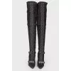 Suede over the knee boots with weaving