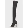 Textile over the knee boots with white toe