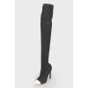 Textile over the knee boots with white toe