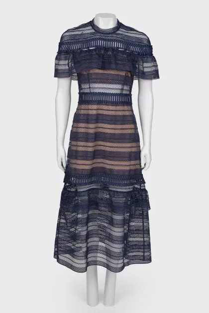 Sheer mesh dress with lace