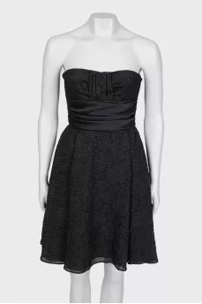 Textured black dress with tag