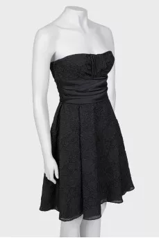 Textured black dress with tag