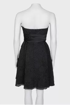 Textured black dress with tag