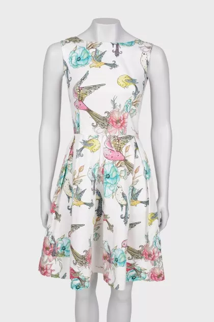 White dress with a print