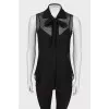Translucent blouse with ties