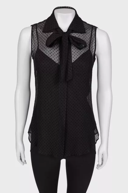 Translucent blouse with ties
