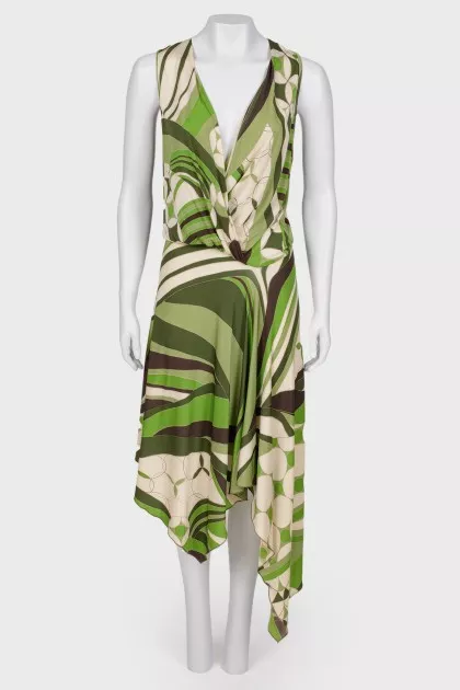 Asymmetrical dress with a print