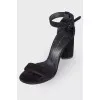 Suede sandals with massive heels