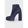 Suede blue ankle boots