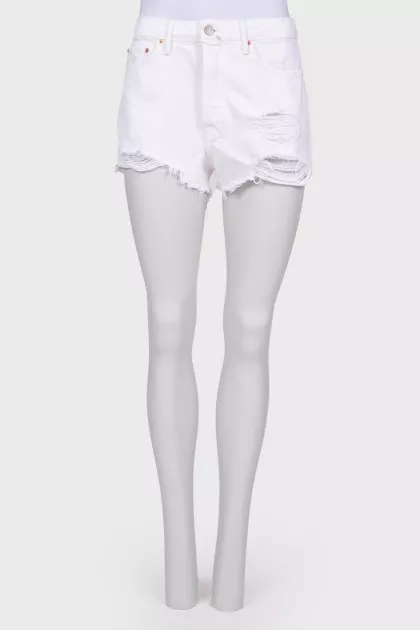 White ripped jeans shorts