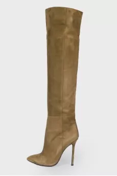 Suede boots with lacing on the side