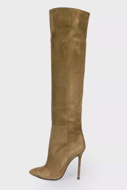 Suede boots with lacing on the side