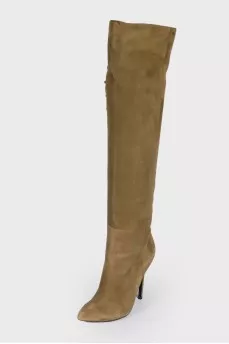 Suede boots with lacing on the side