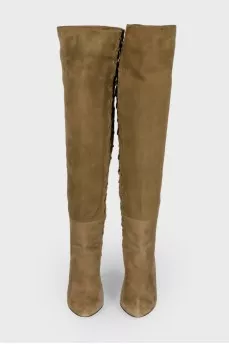 Suede boots with lacing on the side