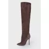 Suede dark brown boots