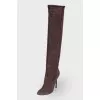 Suede dark brown boots