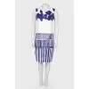 Dress with an abstract blue print