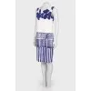 Dress with an abstract blue print