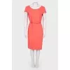 Coral dress with belt