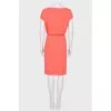Coral dress with belt