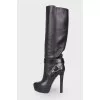 Leather boots with a buckle
