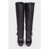 Leather boots with a buckle