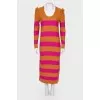 Striped dress with decorative shoulders