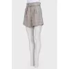 Checked pattern shorts with belt