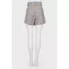 Checked pattern shorts with belt