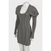 Woolen dress with decorative seams