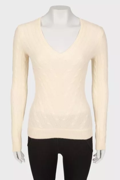 White cashmere sweater