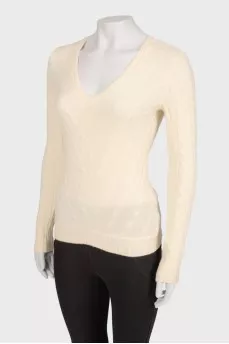White cashmere sweater