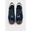 Blue ankle boots with open heel