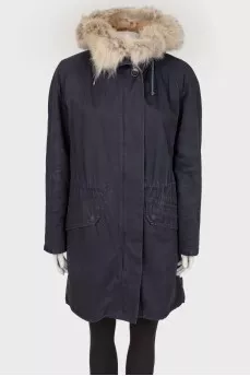 Jacket with rabbit fur