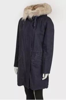 Jacket with rabbit fur
