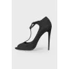 Suede open toecap heels 
