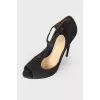 Suede open toecap heels 