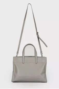 Gray leather bag