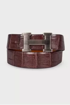 Crocodile leather belt