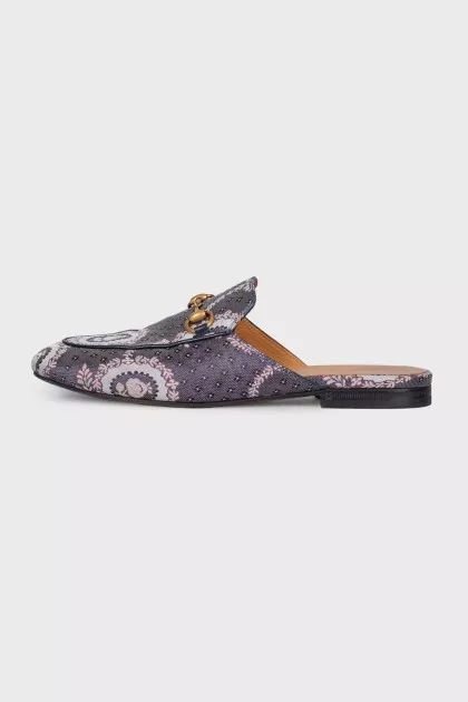 Liliac mules with a print