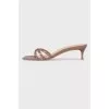 Heeled mules in mocha color