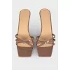 Heeled mules in mocha color