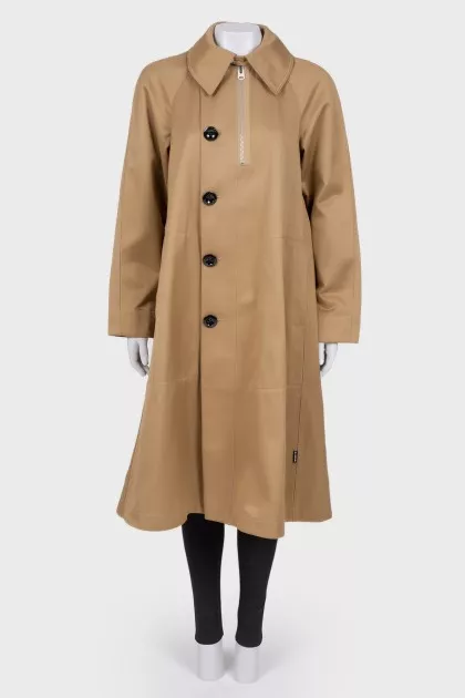 Mustard single-breasted trench coat
