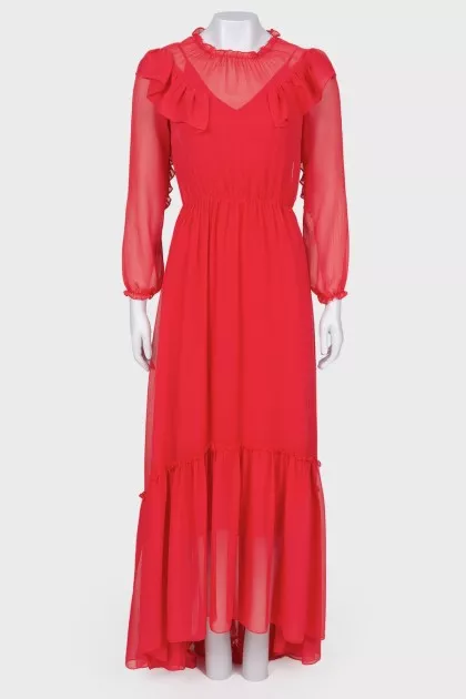 Red dress with frills
