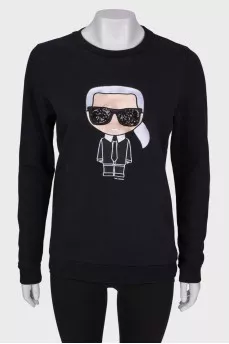 Sweatshirt with branded appliqué